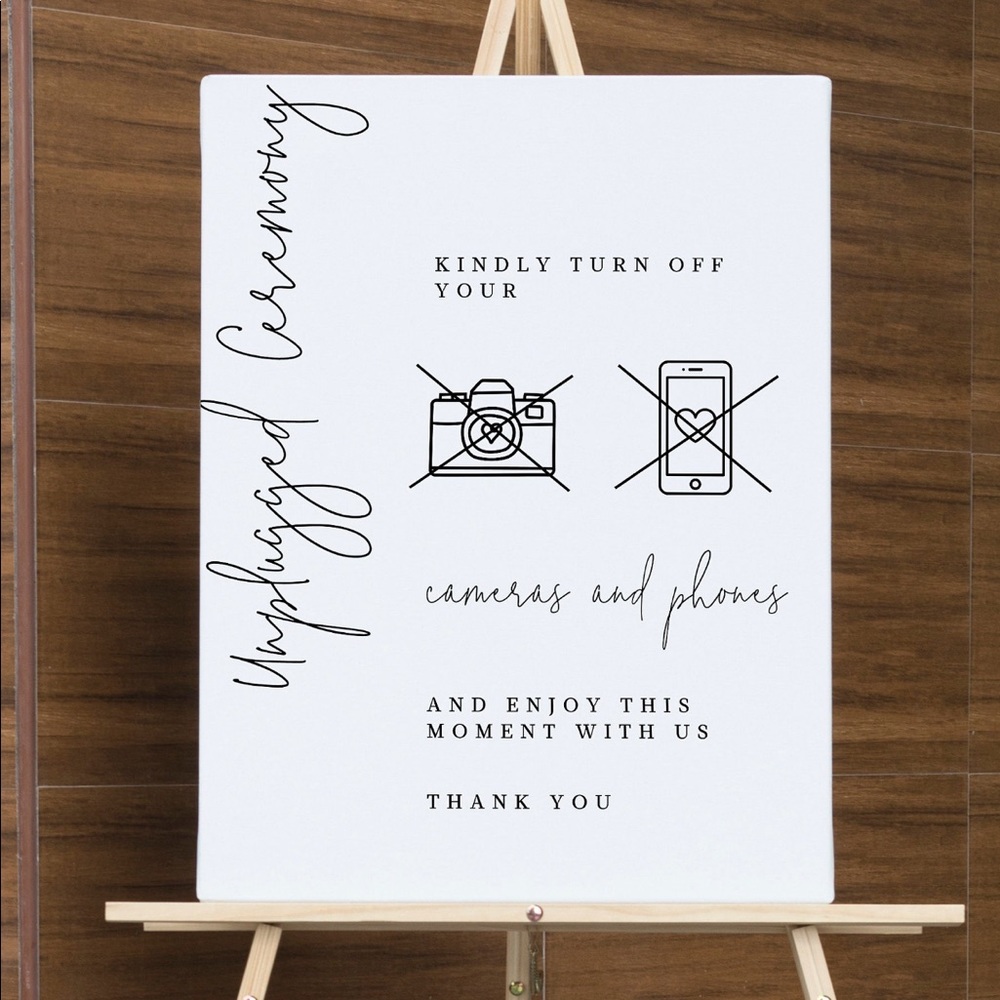 Wedding Decor - Modern 24x36 Unplugged Ceremony Sign